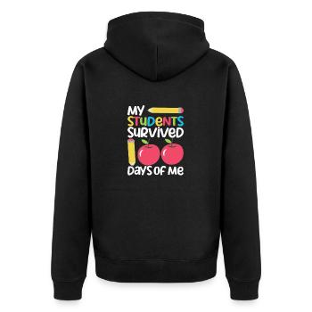 Meine Schüler überlebten 100 Tage Lehrer 100. - Unisex Premium Bio Zip Hoodie - Schwarz - Hinten - Nico (187cm)