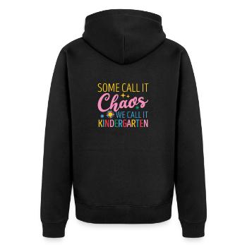 Manche nennen es Chaos Wir nennen es Kindergarten - Unisex Premium Bio Zip Hoodie - Schwarz - Hinten - Nico (187cm)