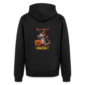 halloween rat, trick or treat cheese - Unisex Premium Organic Zip Hoodie - black - Back - Nico (187cm)