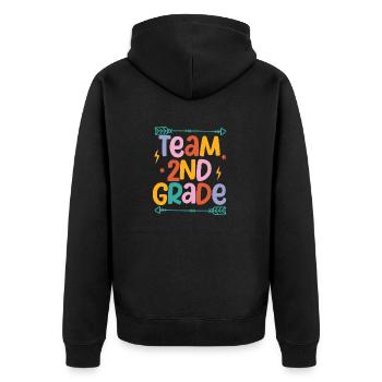 Équipe 2e année Deuxième enseignant de 100 jours d’école - Veste à capuche bio Premium Unisexe - noir - Dos - Nico (187cm)