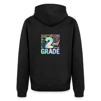 Tie Dye 2nd Grade Second Typography Team Student - Unisex Premium Organic Zip Hoodie - black - Back - Nico (187cm)