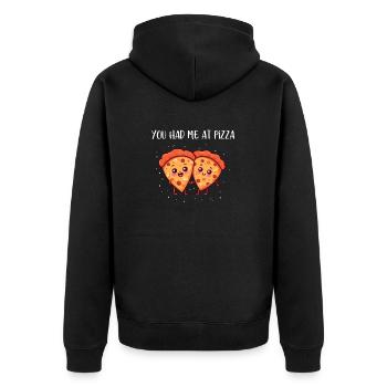 Tu m’as eu à la pizza - Veste à capuche bio Premium Unisexe - noir - Dos - Nico (187cm)