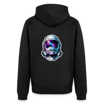 Weltraum-Galaxie-Astronaut - Unisex Premium Bio Zip Hoodie - Schwarz - Hinten - Nico (187cm)