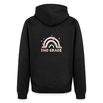 Second Grade 2nd Rainbow Teacher Student 100th - Unisex Premium Organic Zip Hoodie - black - Back - Nico (187cm)