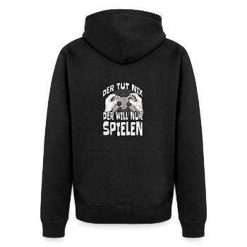 Lustiges Gaming Motiv - Perfektes Geschenk - Unisex Premium Bio Zip Hoodie - Schwarz - Hinten - Nico (187cm)