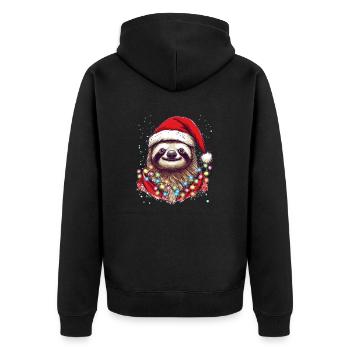 Merry Slothmas - Funny Cute Sloth Design Christmas - Unisex Premium Organic Zip Hoodie - black - Back - Nico (187cm)