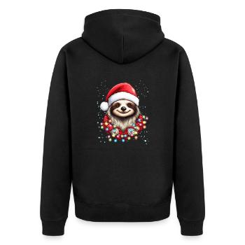 Faules Faultier Weihnachtsdesign für Männer und Frauen - Unisex Premium Bio Zip Hoodie - Schwarz - Hinten - Nico (187cm)