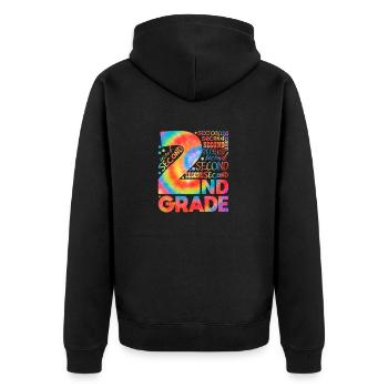 Tie Dye 2e année équipe de typographie deuxième année - Veste à capuche bio Premium Unisexe - noir - Dos - Nico (187cm)