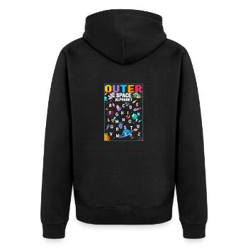 Outer Space Alphabet Kindergarten Teacher 100 Days - Unisex Premium Organic Zip Hoodie - black - Back - Nico (187cm)