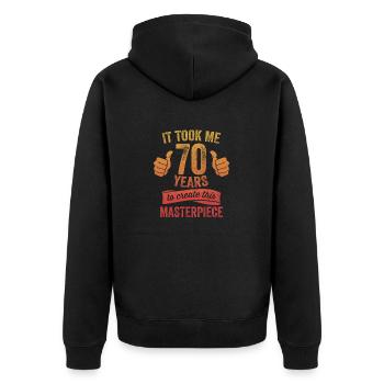 Funny 70 Years Old Joke 70th Birthday Gag Pride - Unisex Premium Organic Zip Hoodie - black - Back - Nico (187cm)