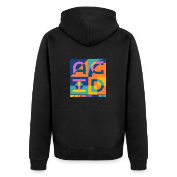 Acid House Techno EDM Party Festival DJ Trip - Unisex Premium Bio Zip Hoodie - Schwarz - Hinten - Nico (187cm)