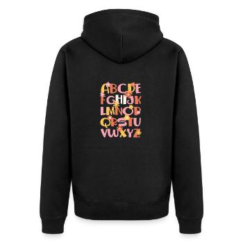 Drôle Maternelle Hi Alphabet Jour 100 - Veste à capuche bio Premium Unisexe - noir - Dos - Nico (187cm)