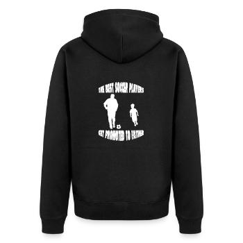 Fußballmannschaft Fußballspieler Fußballdesign - Unisex Premium Bio Zip Hoodie - Schwarz - Hinten - Nico (187cm)