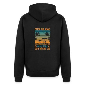 sommer vibes - Unisex Premium Bio Zip Hoodie - Schwarz - Hinten - Nico (187cm)
