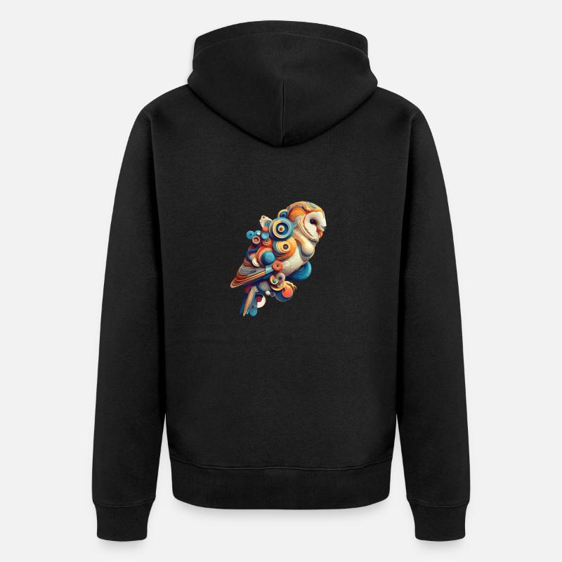 Bunte abstrakte Eule - Unisex Premium Bio Zip Hoodie - Schwarz