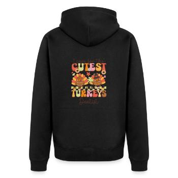 Zahnarzt Ich kümmere mich um die süßesten Truthähne Thanksgiving - Unisex Premium Bio Zip Hoodie - Schwarz - Hinten - Nico (187cm)