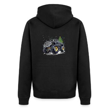 Liebe Monster Truck Cool Monster Truck Xmas Design - Unisex Premium Bio Zip Hoodie - Schwarz - Hinten - Nico (187cm)