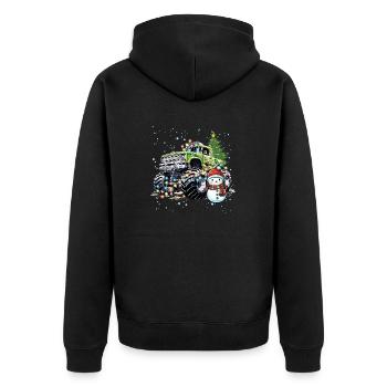 Coole Monster Truck Weihnachten für Männer, Jungen, Mädchen, - Unisex Premium Bio Zip Hoodie - Schwarz - Hinten - Nico (187cm)
