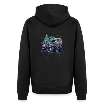 Camion tout-terrain de Noël, Monster Truck Noël - Veste à capuche bio Premium Unisexe - noir - Dos - Nico (187cm)