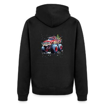 Truck-Liebhaber Weihnachtsdesign, cooler Monstertruck - Unisex Premium Bio Zip Hoodie - Schwarz - Hinten - Nico (187cm)