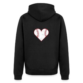 Baseball Herz Valentinstag Lustige Paare Passende - Unisex Premium Bio Zip Hoodie - Schwarz - Hinten - Nico (187cm)