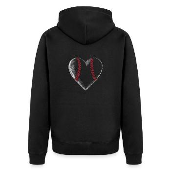 Coeur de baseball Saint-Valentin drôle Couple assorti - Veste à capuche bio Premium Unisexe - noir - Dos - Nico (187cm)