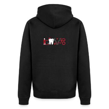 Liebe Dentalhygieniker Zahnärztin Kieferorthopädie - Unisex Premium Bio Zip Hoodie - Schwarz - Hinten - Nico (187cm)