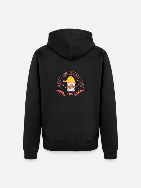 Accepting Understanding Love Autism Awareness - Unisex Premium Organic Zip Hoodie - black