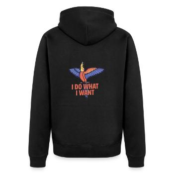 Je fais ce que je veux Perroquet propriétaire oiseau aviaire - Veste à capuche bio Premium Unisexe - noir - Dos - Nico (187cm)