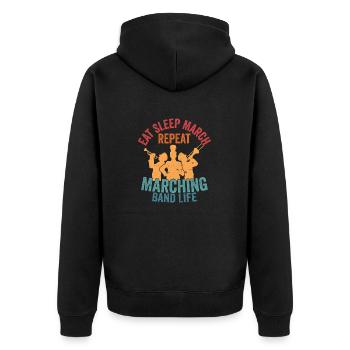 Eat Sleep March Repeat Marching Band Life Season - Unisex Premium Organic Zip Hoodie - black - Back - Nico (187cm)