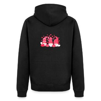 Trois nains coeur joyeux Saint Valentin coeurs Gnome - Veste à capuche bio Premium Unisexe - noir - Dos - Nico (187cm)
