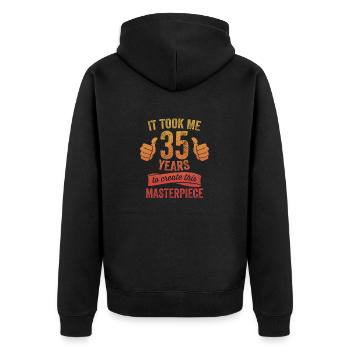 Lustiger 35 Jahre alter Witz 35. Geburtstag Gag cooles Wortspiel - Unisex Premium Bio Zip Hoodie - Schwarz - Hinten - Nico (187cm)