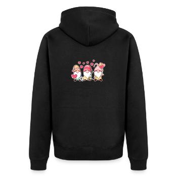 Funny Valentine's Day Dwarf Love Gnome - Unisex Premium Organic Zip Hoodie - black - Back - Nico (187cm)