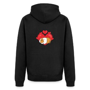 Guinea Pig Owner Heart Valentine's Day Funny - Unisex Premium Organic Zip Hoodie - black - Back - Nico (187cm)