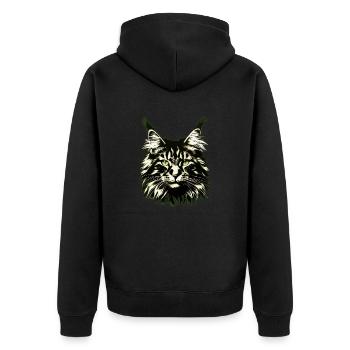 Cat Face - Unisex Premium Organic Zip Hoodie - black - Back - Nico (187cm)