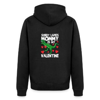 Sorry Ladies Mommy Is My Valentine Lustige - Unisex Premium Bio Zip Hoodie - Schwarz - Hinten - Nico (187cm)