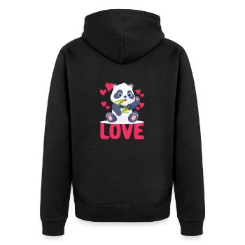 Love Panda Valentine's Day Funny Cute Panda - Unisex Premium Organic Zip Hoodie - black - Back - Nico (187cm)