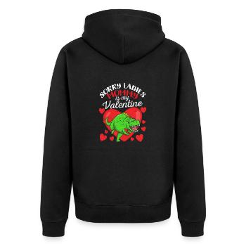 Sorry Ladies Mommy Is My Valentine Lustige - Unisex Premium Bio Zip Hoodie - Schwarz - Hinten - Nico (187cm)