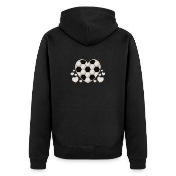 Fußball-Herz-Sport-Football-Spieler-Trainer-Fan - Unisex Premium Bio Zip Hoodie - Schwarz - Hinten - Nico (187cm)