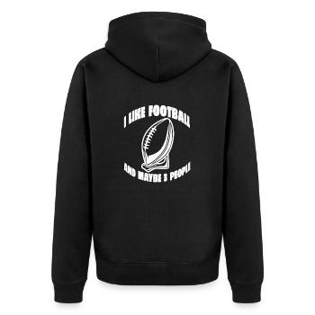 American Football Footballtrainer Footballspieler - Unisex Premium Bio Zip Hoodie - Schwarz - Hinten - Nico (187cm)