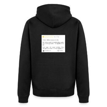Es war zu schnell und zu gut.... - Unisex Premium Bio Zip Hoodie - Schwarz - Hinten - Nico (187cm)