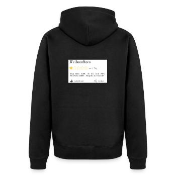 Frag mich nich, ob ich noch einen Glühwein möchte. - Unisex Premium Bio Zip Hoodie - Schwarz - Hinten - Nico (187cm)