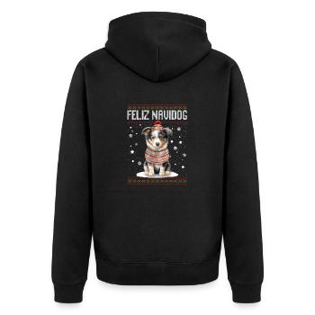 Australian Shephard Dog Feliz Navidog - Feliz Navi - Unisex Premium Organic Zip Hoodie - black - Back - Nico (187cm)