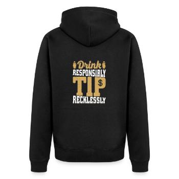 Buvez de manière responsable Pourboire imprudemment Barman Cocktai - Veste à capuche bio Premium Unisexe - noir - Dos - Nico (187cm)