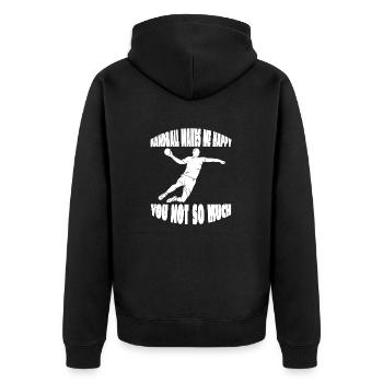 Handballspieler Handballteam Handball Handballfan - Unisex Premium Bio Zip Hoodie - Schwarz - Hinten - Nico (187cm)
