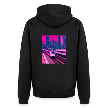 Zug Japan - Unisex Premium Bio Zip Hoodie - Schwarz - Hinten - Nico (187cm)