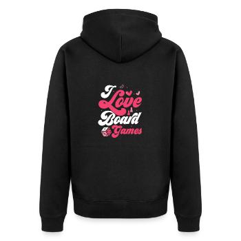 I Love Board Games Tabletop Player Nerd Gamer - Unisex Premium Bio Zip Hoodie - Schwarz - Hinten - Nico (187cm)