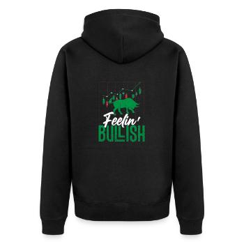 Feelin' Bullish Trader Investor Stock Market Tradi - Unisex Premium Organic Zip Hoodie - black - Back - Nico (187cm)