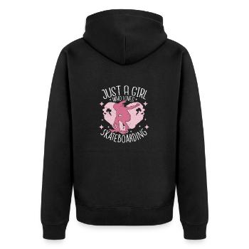 Just A Girl Who Loves Skateboarding Skater Skatebo - Unisex Premium Bio Zip Hoodie - Schwarz - Hinten - Nico (187cm)