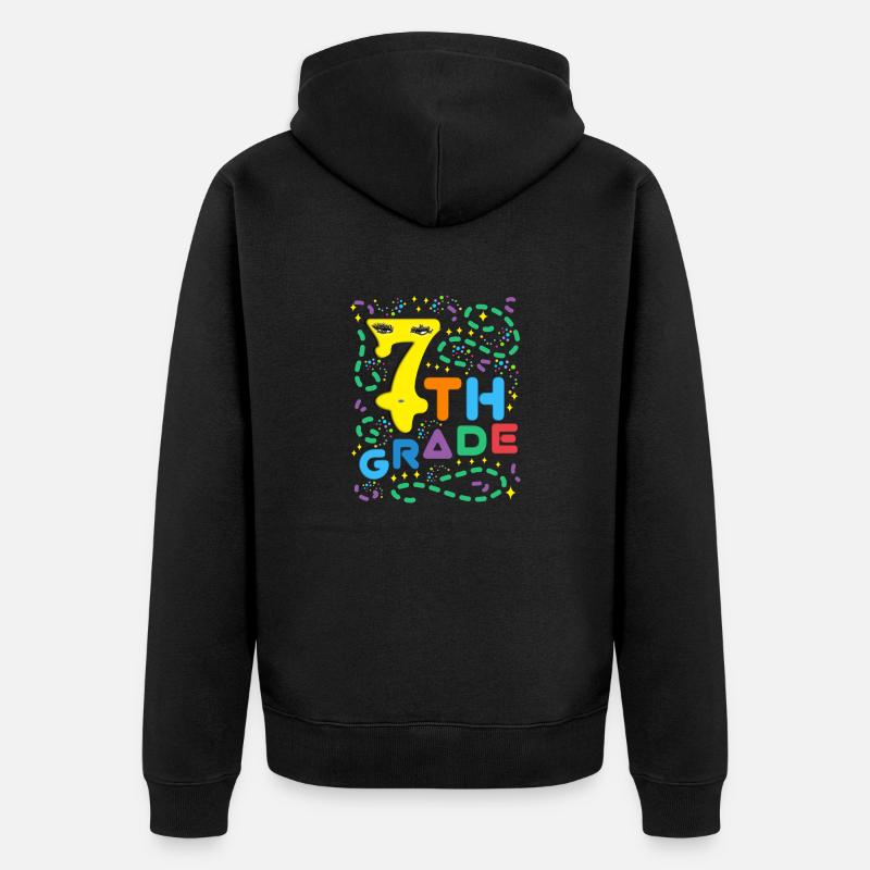 Sieben Grader - 7th Grade - Unisex Premium Bio Zip Hoodie - Schwarz